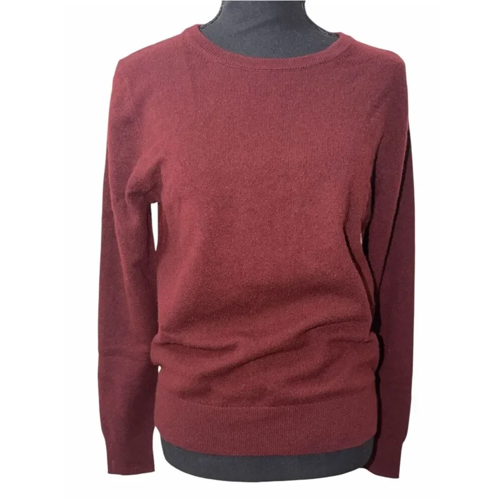 Quince Burgundy Men’s Crew Neck 100% Magnolia Cashmere Sweater(Size Small)
